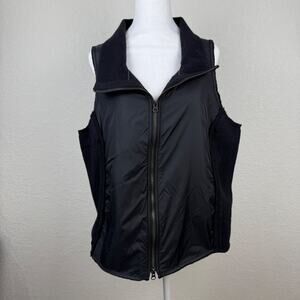 Eileen Fisher 100% Wool Vest Sleeveless Full Zip Women’s XL Black Roll Collar